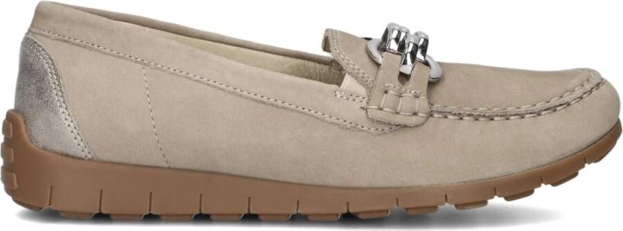 Waldläufer Beige Nubuck Mocassins met Gouden Details Beige Dames