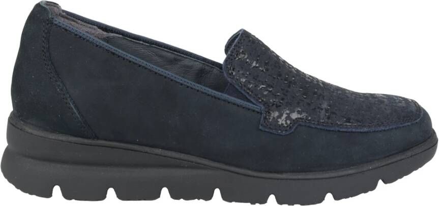 Waldläufer Blauwe Brede Pasvorm Mocassin Essentiële Stijl Blue Dames