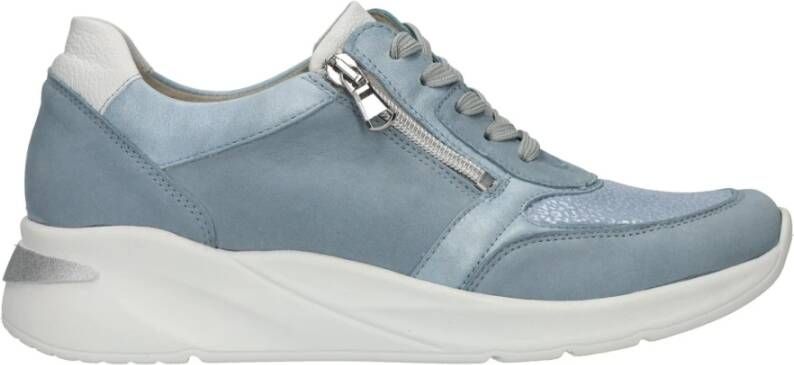 Waldläufer Blauwe Metallic Dierenprint Sneaker Blue Heren