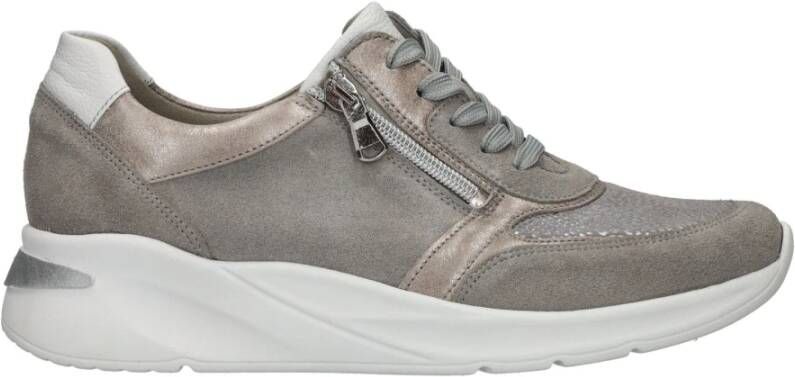 Waldläufer Comfortabele Grijze Dilara Sneaker met Metallic Dierenprint Gray Dames