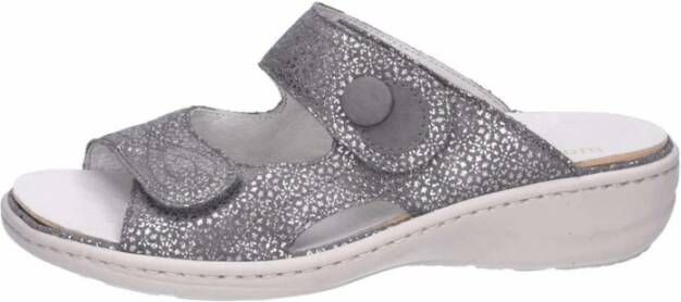 Waldläufer Comfortabele leren slippers met sleehak Gray Dames