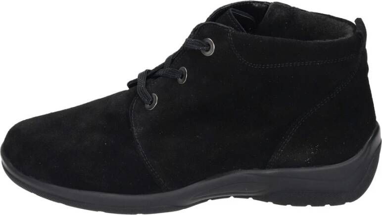 Waldläufer Dames Nubuck Leren Enkellaarzen Black Dames