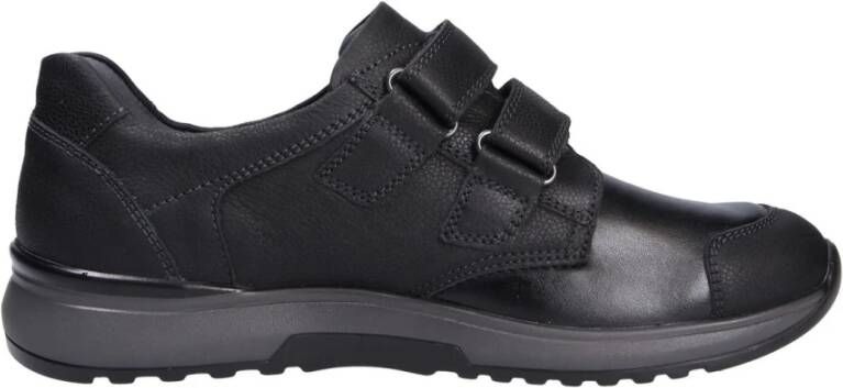 Waldläufer Heren leren schoenen met crêpezool Black Heren