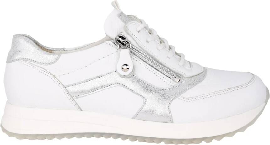 Waldläufer Wijde witte leren sneakers White Dames