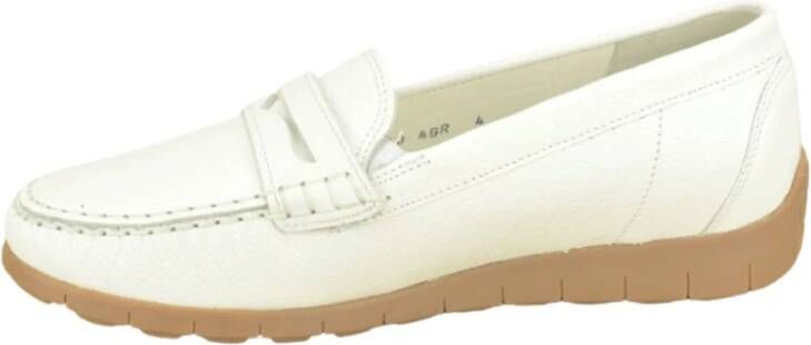 Waldläufer Witte Lederen Moccasin White Dames