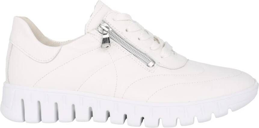 Waldläufer Witte Leren Brede Sneakers White Dames