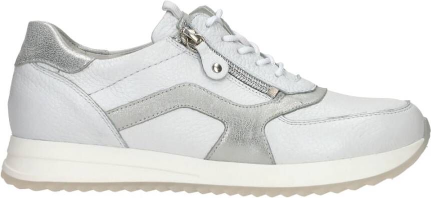 Waldläufer Witte Zilveren Sneaker met Rits White Dames