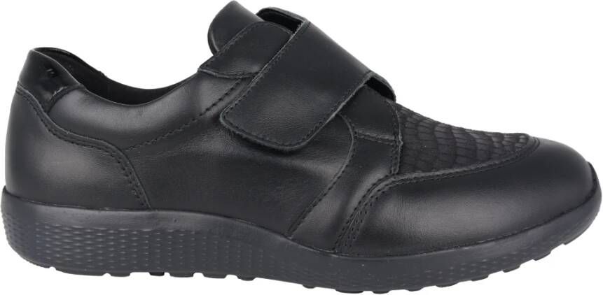 Waldläufer Zwarte leren damessneakers Black Dames