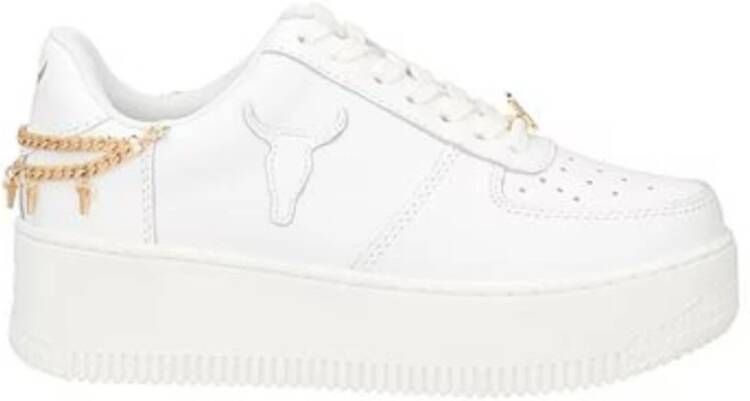 Windsor Smith Wit Goud Leren Platform Sneakers White Dames