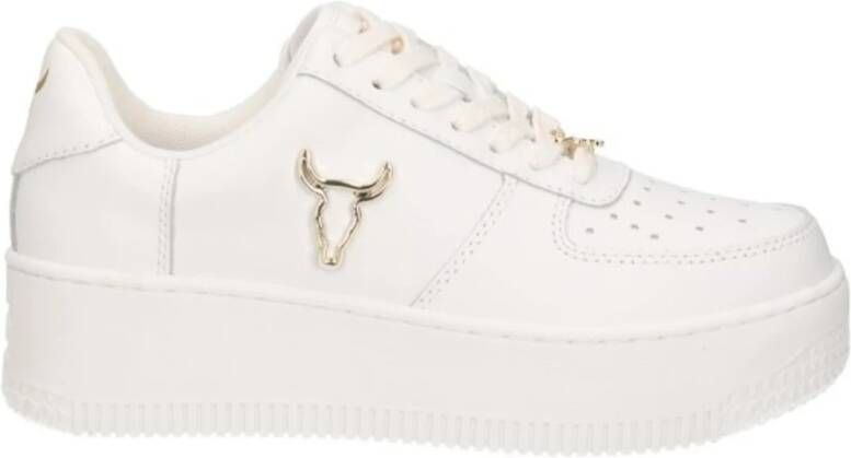 Windsor Smith Witte Leren Sneaker met Gouden Metalen Logo White Dames