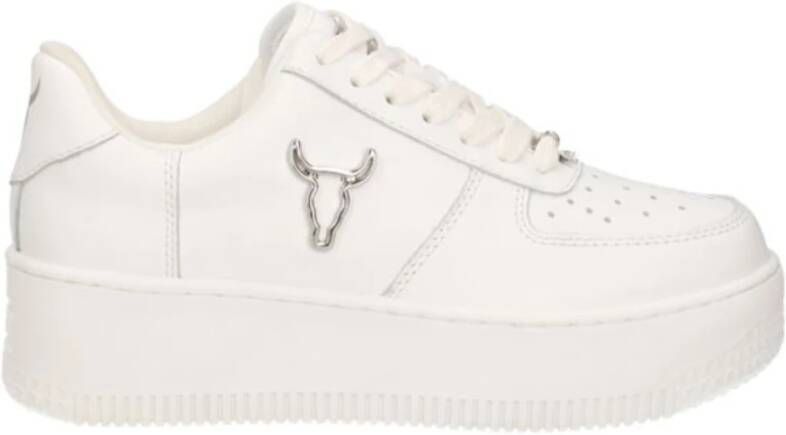 Windsor Smith Witte Leren Sneaker met Zilveren Logo White Dames