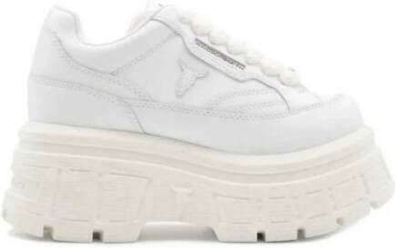 Windsor Smith Witte platte sneakers met sprankelende knoop-vetersluiting White Dames