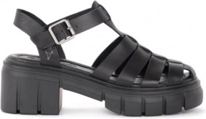 Windsor Smith Zwarte leren platte sandalen Zwart Dames