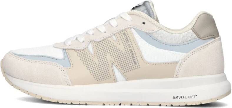 Woden Beige Suède Lage Sneakers met Reflecterend Detail Multicolor Dames