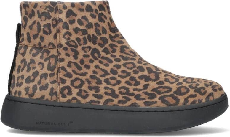 Woden Elegante Chelsea Boot met Pantherprint Brown Dames