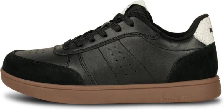 Woden Klassieke Leren Sneaker met Materialen Black Dames