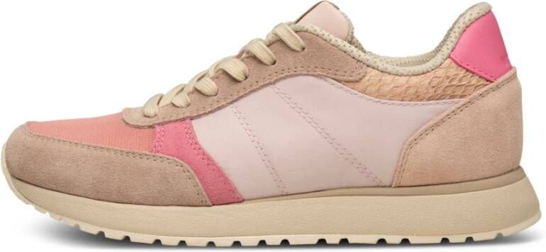 Woden Kleur-geblokkeerde leren sneakers met kurkzool Multicolor Dames