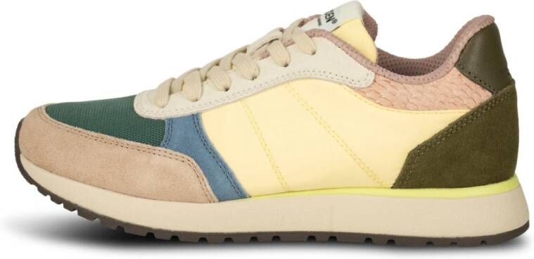 Woden Kleur-geblokkeerde leren sneakers met kurkzool Multicolor Dames