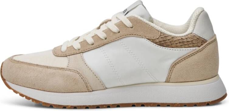 Woden Kleur-geblokkeerde leren sneakers met kurkzool White Dames