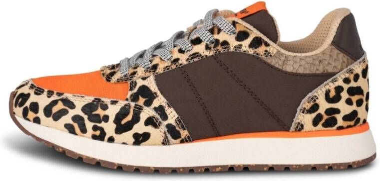 Woden Leopard Tijger Koeienhaar Slimme Modus Sneakers Brown Dames