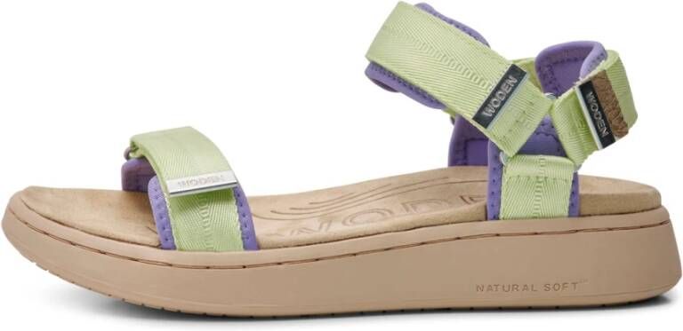 Woden Comfortabele Line Sandalen Green Dames