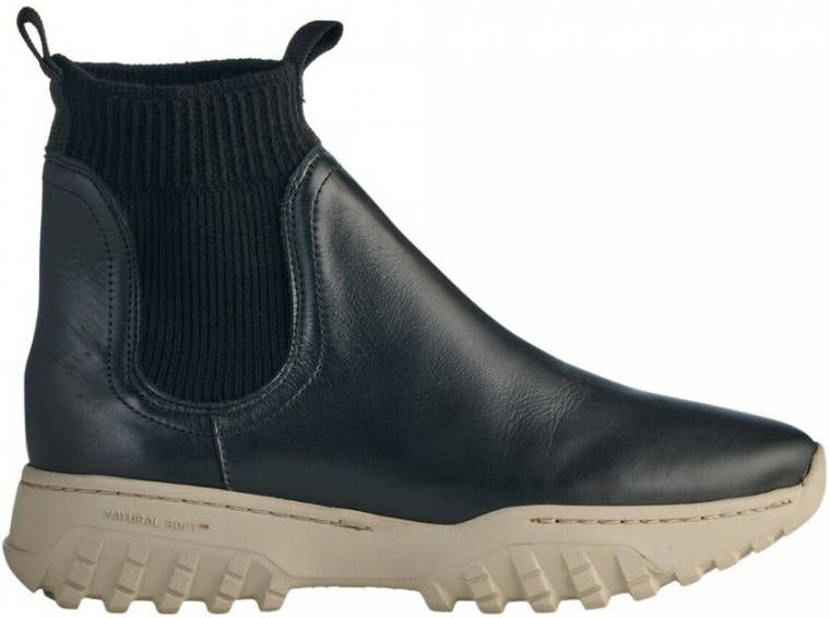 Woden Lucy Track Leather Boots Black Zwart Dames