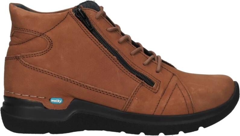 Wolky Comfortabele Leren Veterschoen voor Dames Brown Dames