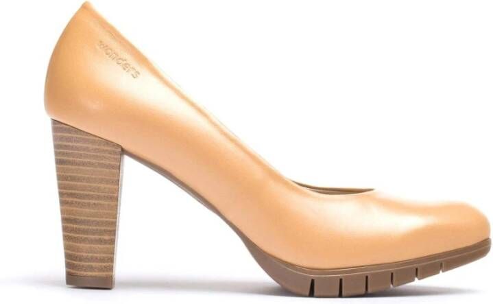 Wonders Elegante Bruine Leren Pump Brown Dames