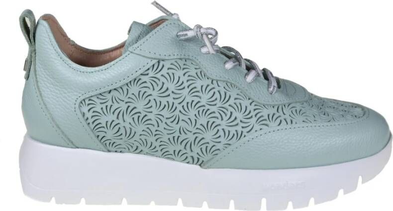 Wonders Groene Leren Urban Sneaker Green Dames