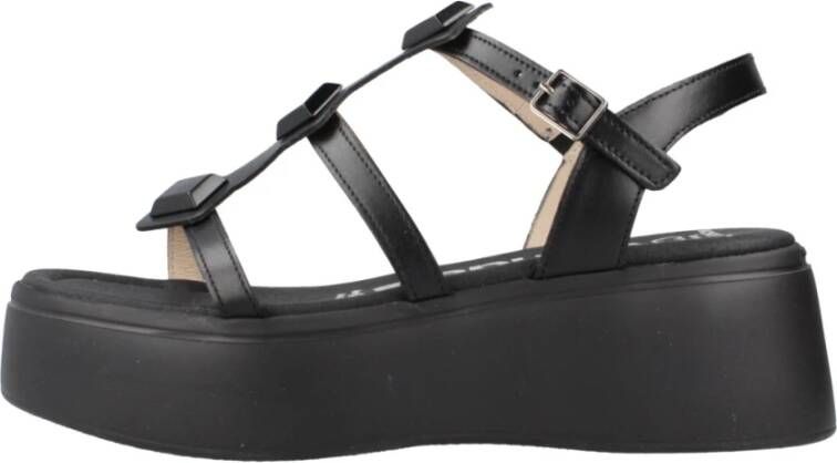 Wonders Stijlvolle Platte Sandalen voor Vrouwen Black Dames