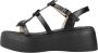 Wonders Stijlvolle Platte Sandalen voor Vrouwen Black Dames - Thumbnail 1