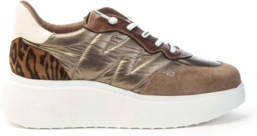 Wonders Suède en Stof Sneakers Vrouwen Brown Dames