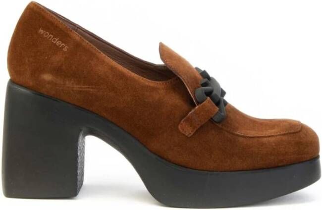 Wonders Suède Plateauschoenen met Decoratieve Band Brown Dames