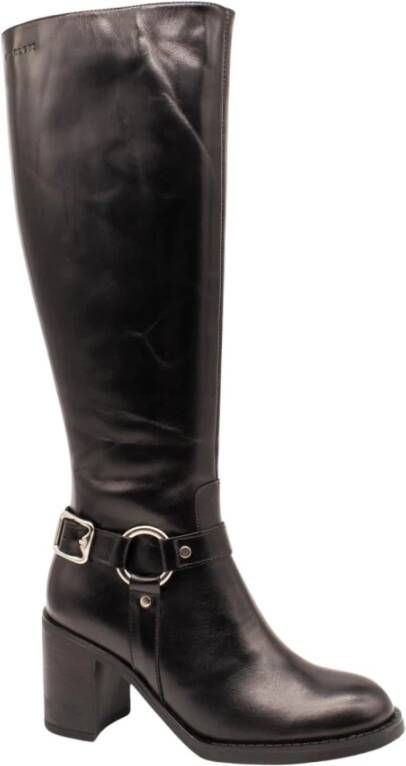 Wonders Zwarte Vega Biker Style Leren Laars Black Dames