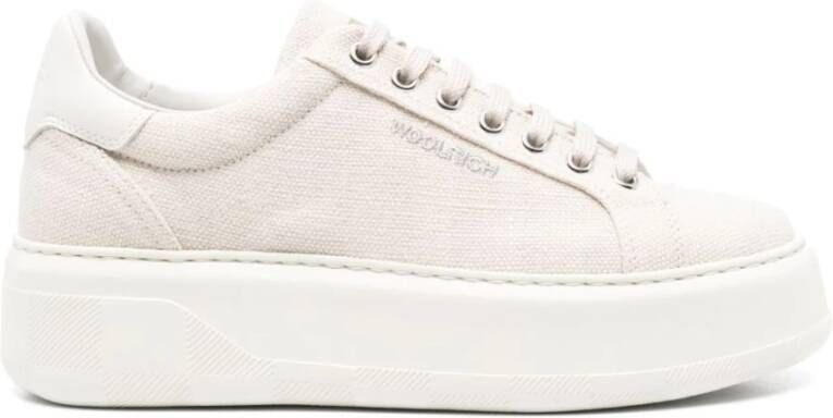 Woolrich Beige Sneakers met Plateauzool Beige Dames