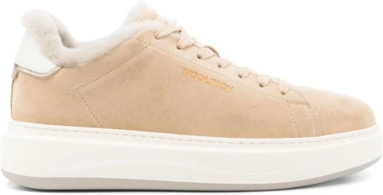 Woolrich Beige Sneakers met Suède Details Beige Dames