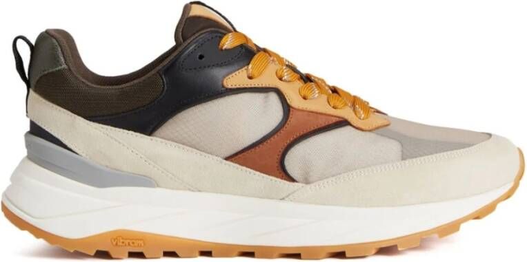 Woolrich Gepaneelde Leren Sneakers Beige Multicolor Heren