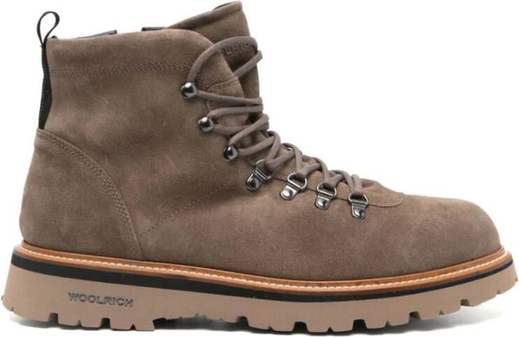 Woolrich Suède Veterschoenen Beige Heren