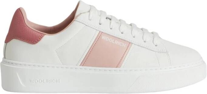 Woolrich Wit Roze Leren Sneakers Vibram Zool White Dames