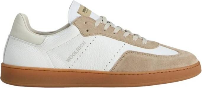 Woolrich Witte leren sneakers met beige accenten White Heren