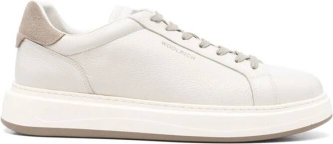 Woolrich Witte Leren Sneakers Veters Logo Patch White Heren