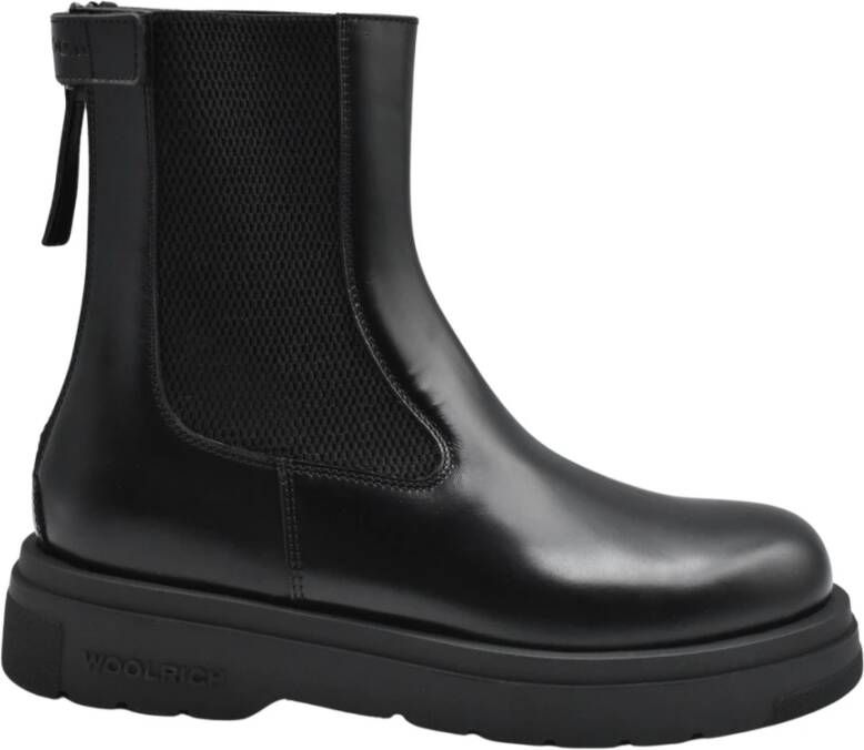 Woolrich Zwarte Chelsea Zip City Leren Laarzen Black Dames