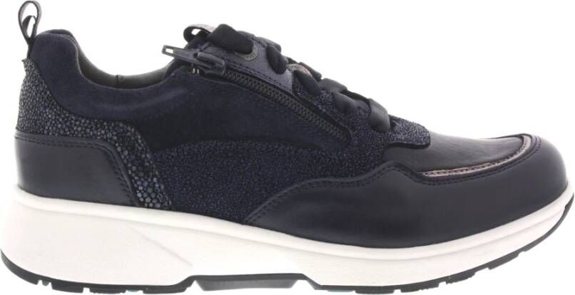 Xsensible Stretchwalker Navy Leren Sneaker Blue Dames