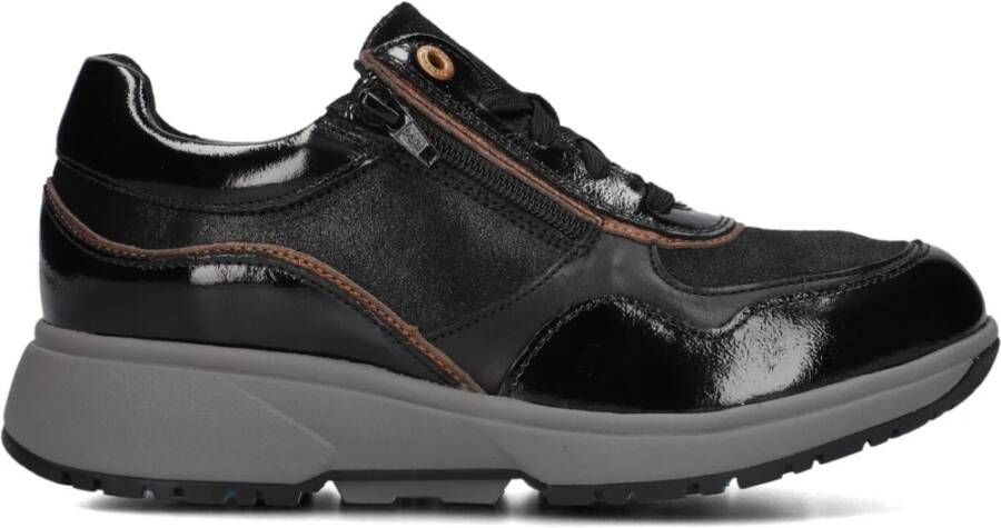 Xsensible Zwarte Leren Hoge Rits Sneakers Black Dames