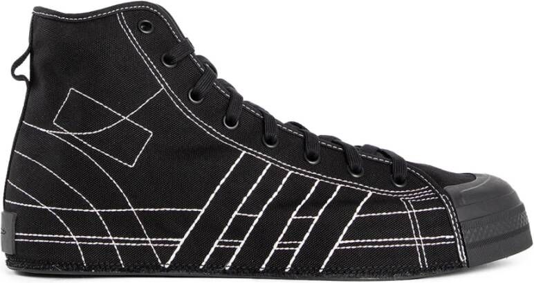 Y-3 Canvas High-Top Sneakers Zwart Platform Black Heren