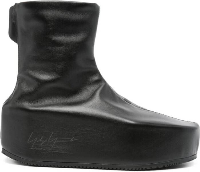 Y-3 Gestructureerde Leren Sleehak Schoenen Black Heren