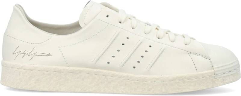 Adidas Witte Leren Sneakers Ronde Neus Vetersluiting White