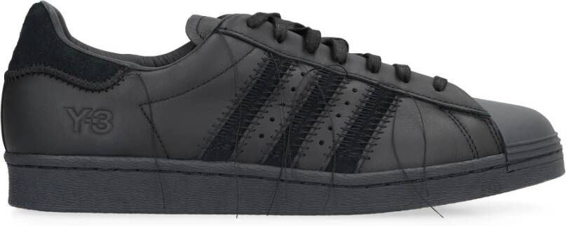 Y-3 Leren lage sneakers met suède inzetstukken Black Heren