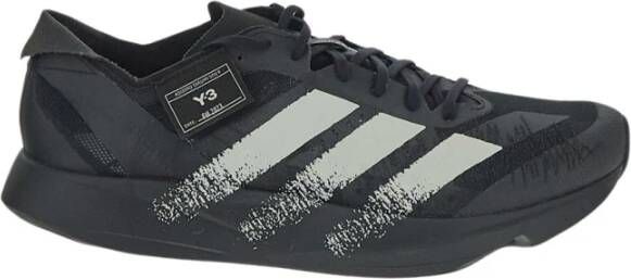 Y-3 Gestreepte vetersneakers met monofila t detail Black