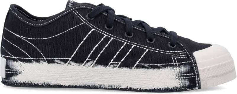 Y-3 Zwarte Canvas Sneakers met Handgeschilderde Middenzool Black Unisex